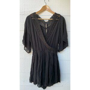 Abercrombie & Fitch Crochet Lace Romper Wrap Black S